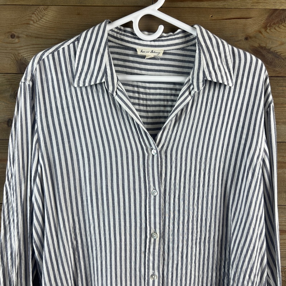 Jane & Delancey Womens Shirt Long Sleeve‎ Button Up Striped Size Large - Picture 2 of 8